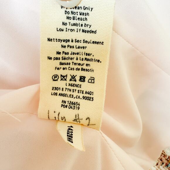 L’Agence Kenzie Blazer Jacket Womens 0 XS Pink Ivory Tweed Houndstooth Preppy - Picture 5 of 11